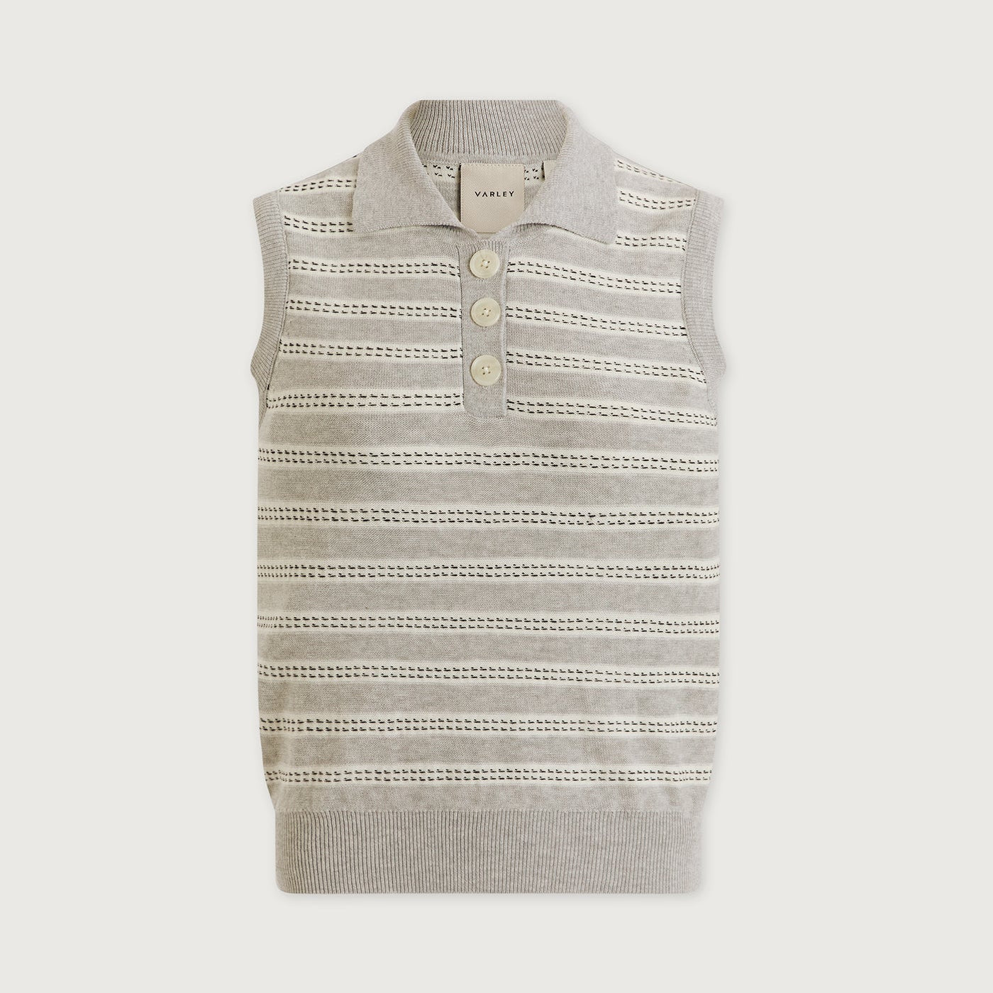 Dannah Stripe Knit Top- Light Grey Marl