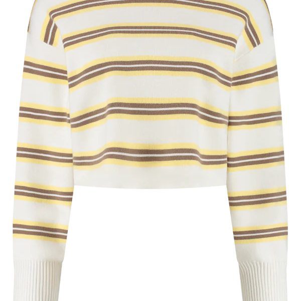 Olly Cropped Striped Sweater- Vanilla Multi