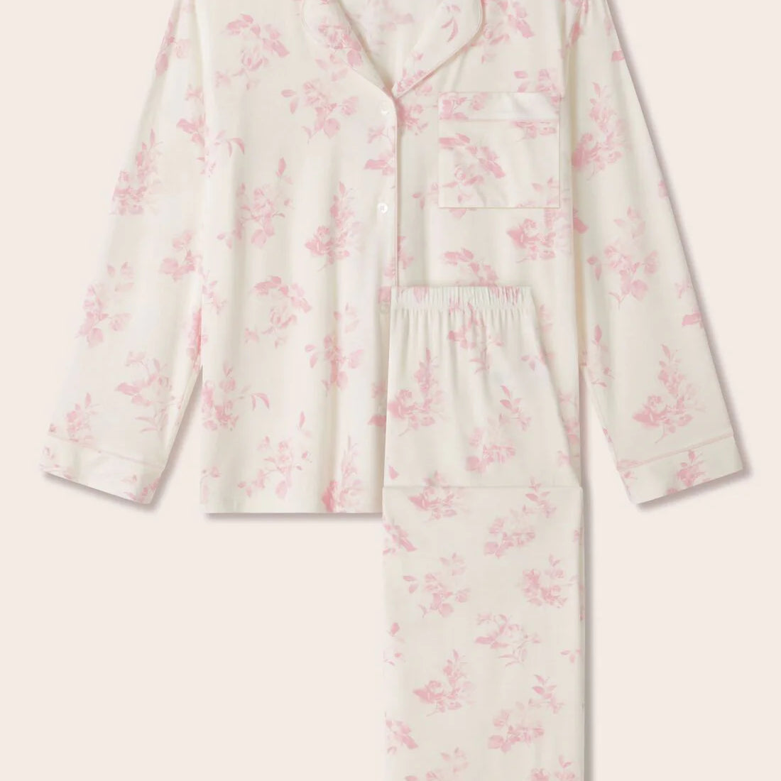 Gisele Printed Modal Long PJ Set- Pink