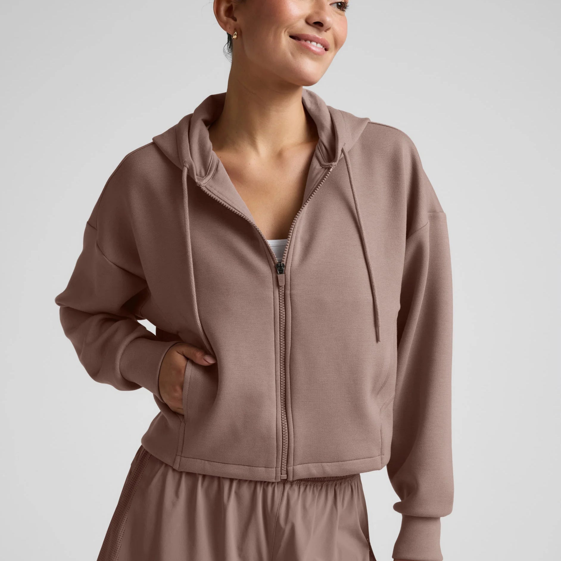 Softspring Full Zip Hooded Jacket- Rosey Taupe
