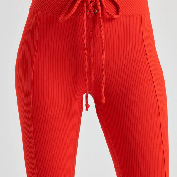 Ribbed Football Legging -Red
