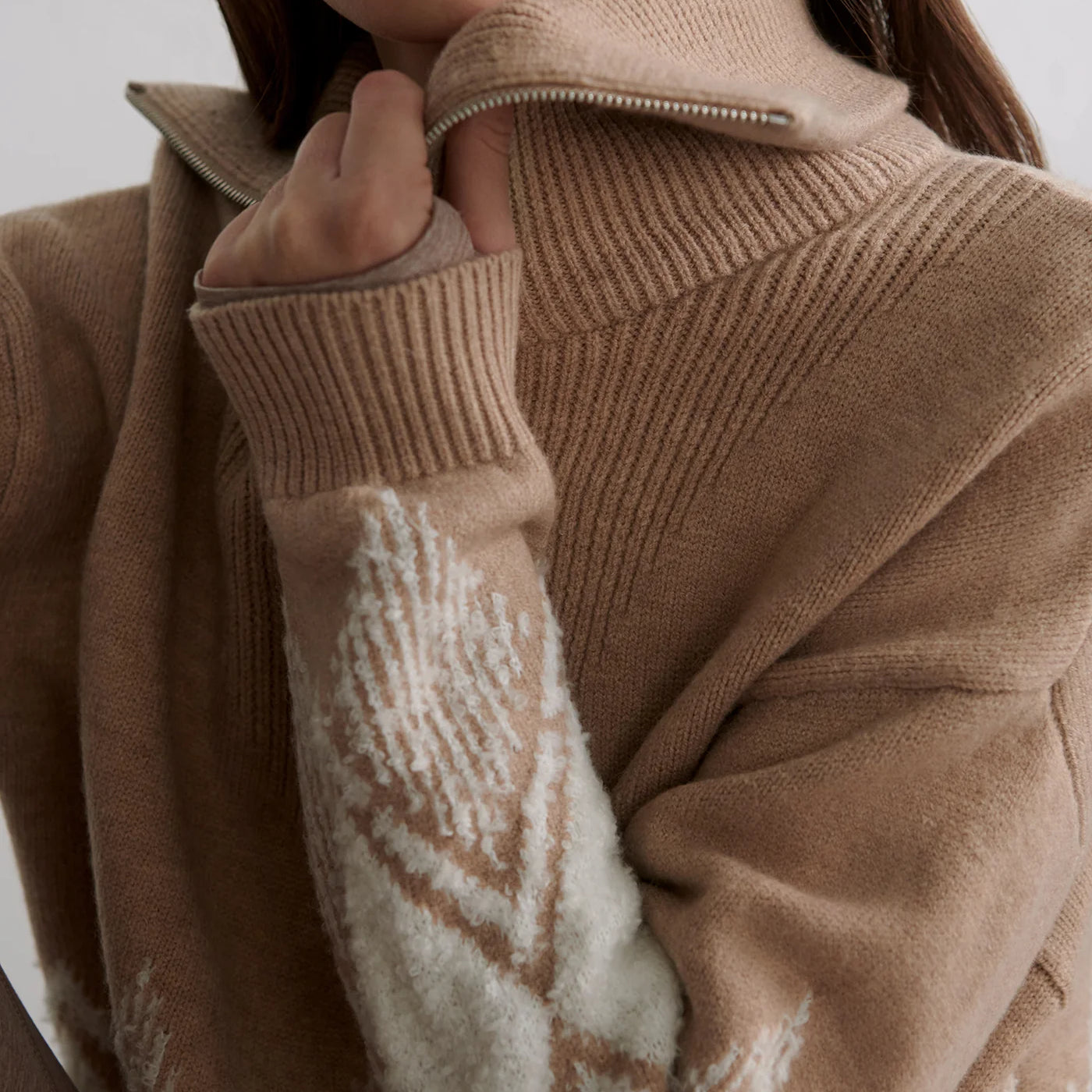 Betty Jacquard Half-Zip Knit