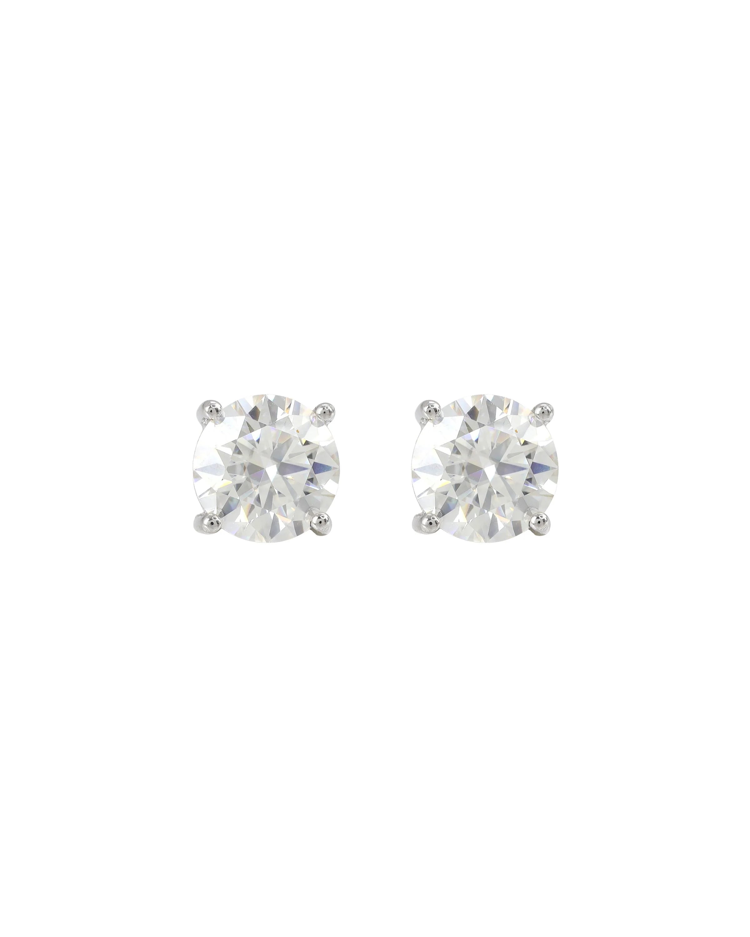 ROUND CUT SOLITAIRE STUD EARRINGS- Silver