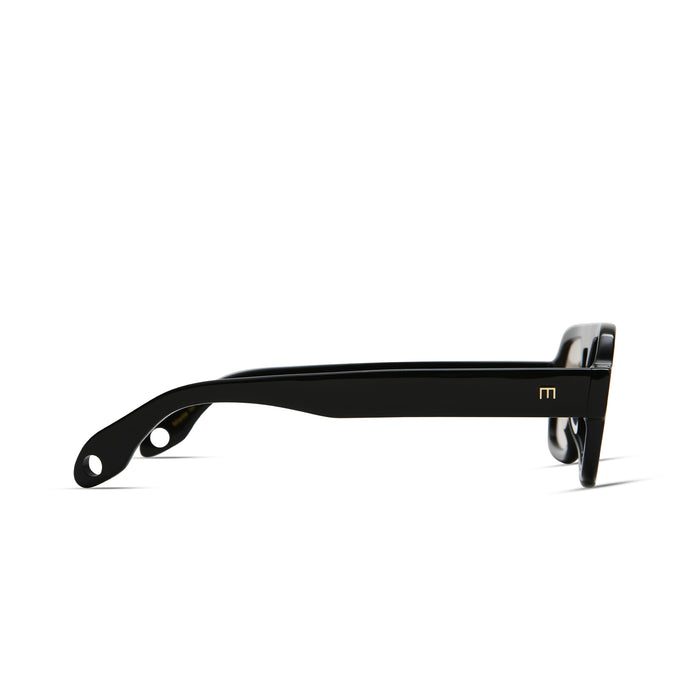 Black eyeglasses on a white background