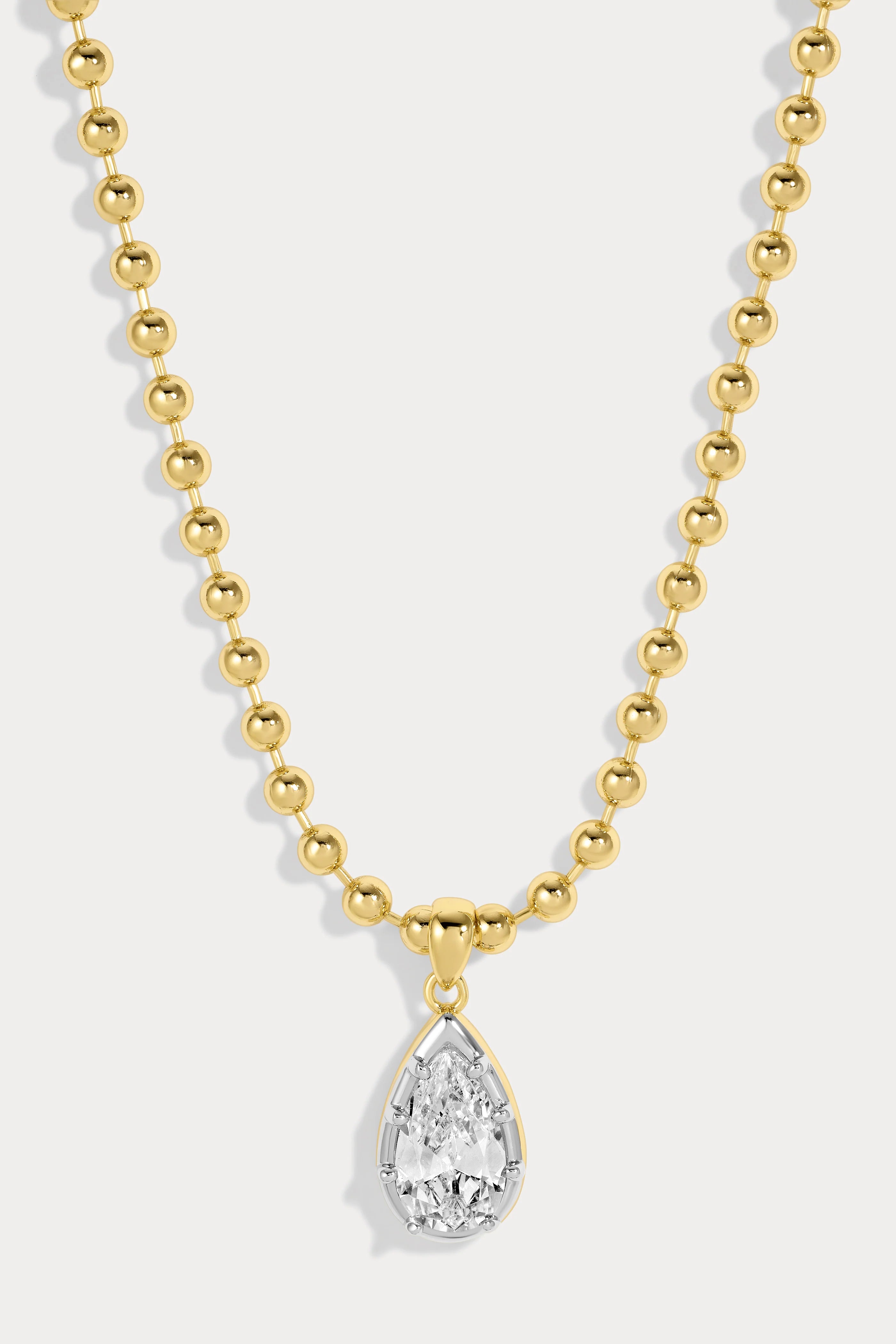 Large Cleo Pear Necklace - Two Tone