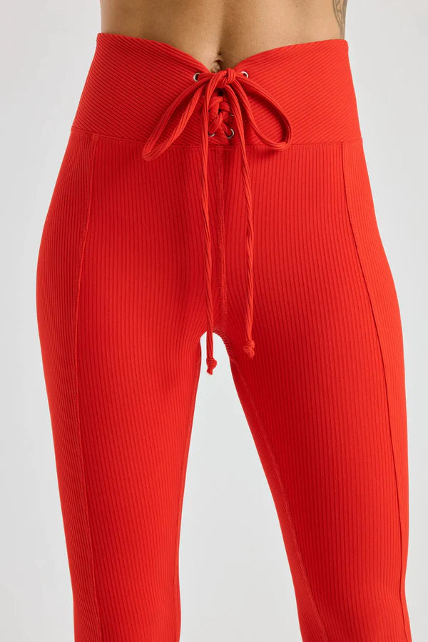Ribbed Football Legging -Red