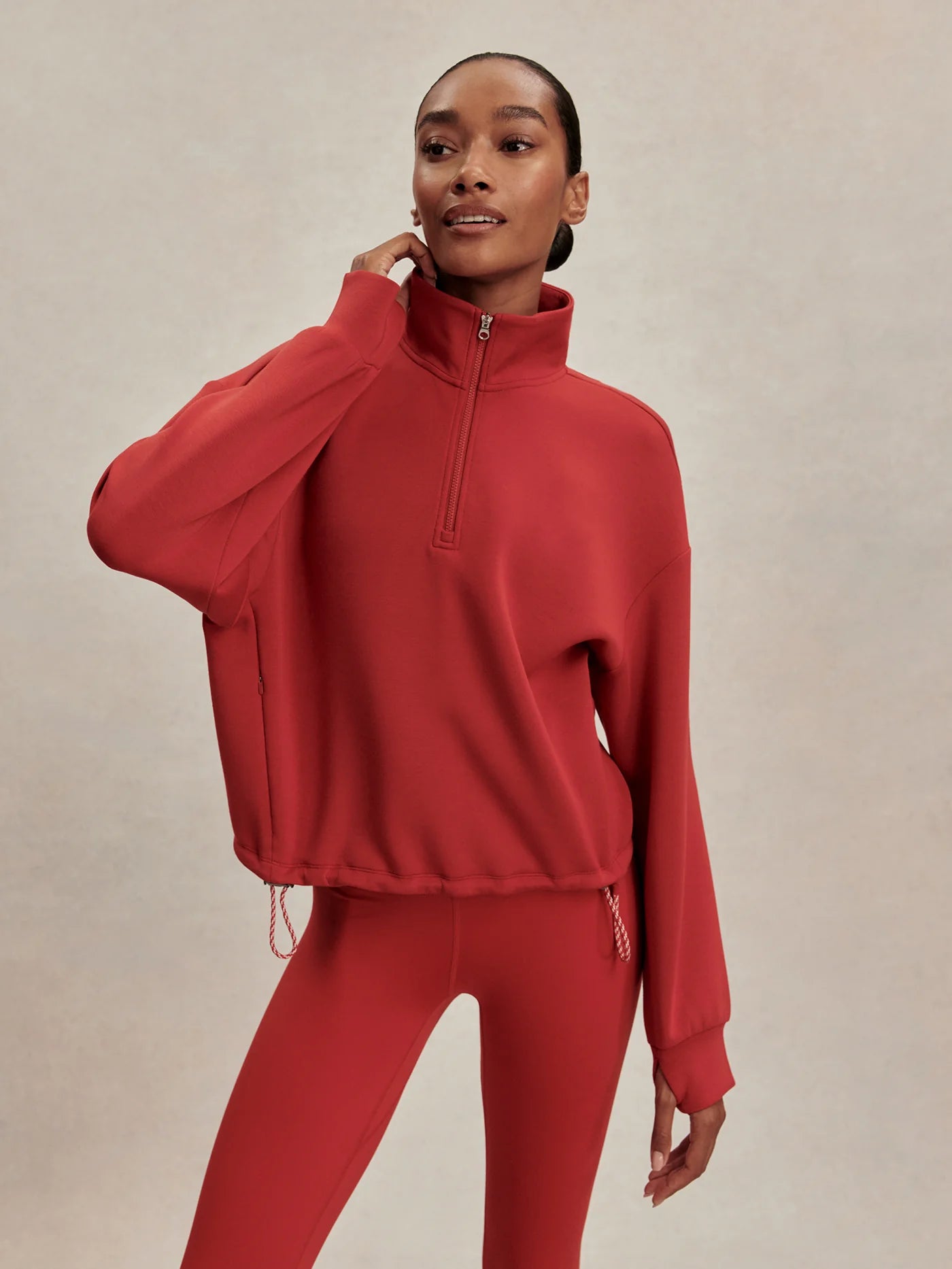 Sian Cropped Half-Zip Sweat