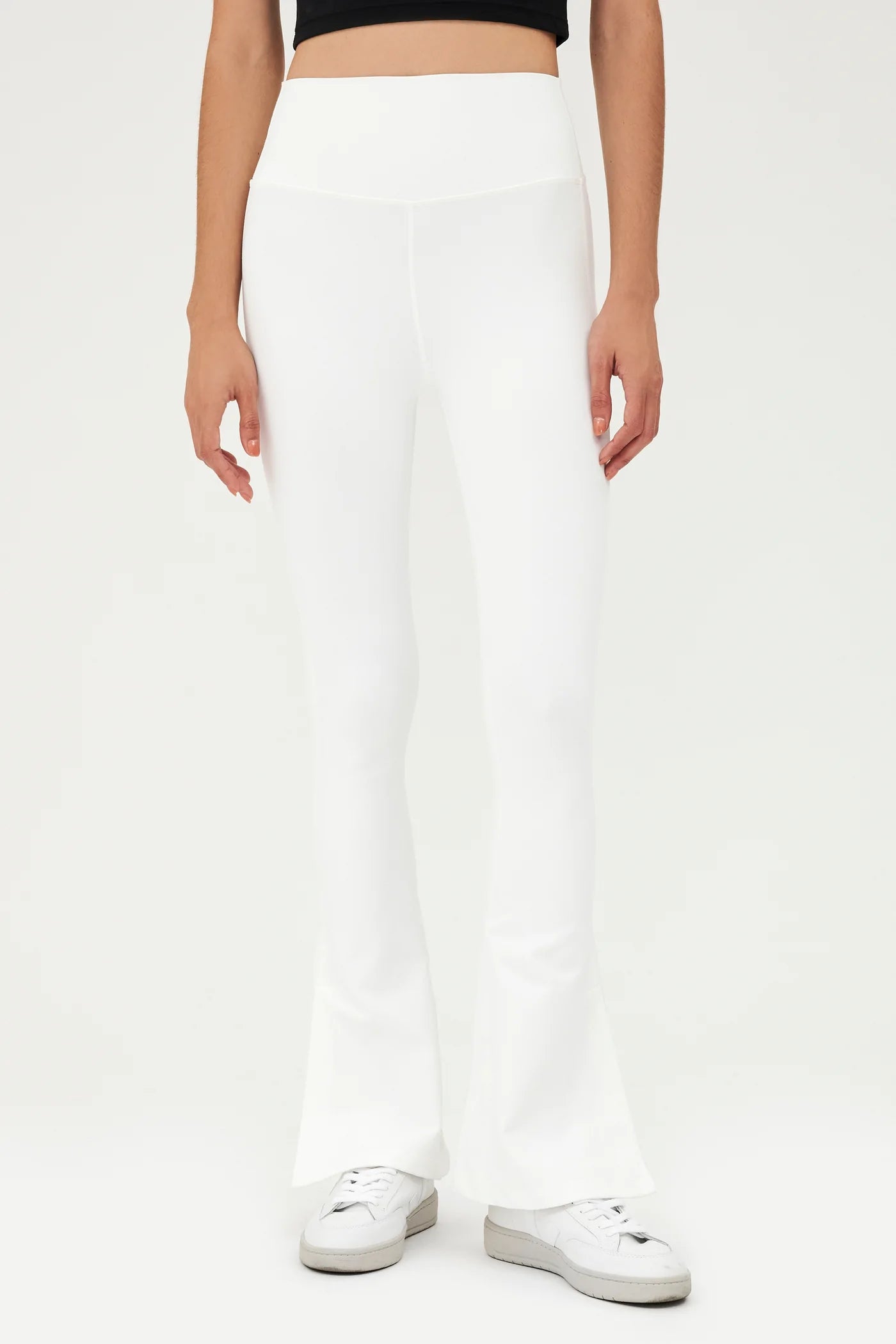 Raquel High Waist Flare w/ Split Hem in White